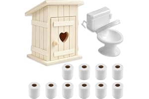 GTYARYUA Miniatur Puppenhaus Zubehör, 3 PCS Wichtel Zubehör, Puppenhaus Badezimmer Zubehör, Miniatur Zubehör Badezimmer, 1:12 Miniatur Toilettenhäuschen, Toilette und Toilettenpapier