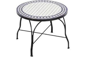 albena Marokko Galerie 15-124 Issma Marokkanischer Mosaiktisch Couchtisch 60cm (Issma: Weiss/blau)