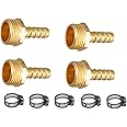 ESEKSAFAR 1/2" inch BSP Thread Barb hose fitting 1-Way Union Pipe Joint set (Male 4pc 1/2" Thread x Barb Hose fitting 5/16" (8mm))
