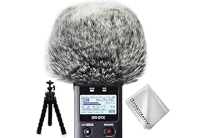 FIRST2SAVVV Microfono Parabrezza Copertura Antivento Shell Cuffia Antivento in Pelliccia Sintetica per Microfoni a Fucile compatibile con Tascam DR07X DR07MKII DR07 con pezza per pulire + Mini treppiede