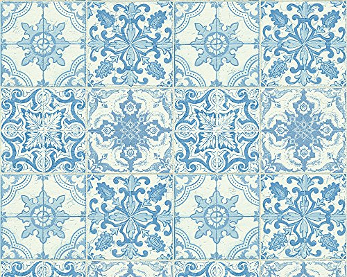 A.S. Création Tapete Faro 4, Mustertapete in Fliesenoptik, blau, metallic, weiß, 300422