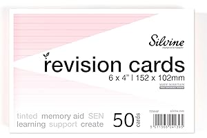 Silvine A6 Flash Cards, Revision & Study - Lined (50 Cards) (Pink)