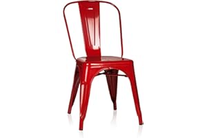 ‎HJH OFFICE hjh OFFICE 645021 Bistrostuhl VANTAGGIO Comfort Metall Rot Stuhl im Industry-Design, stapelbar