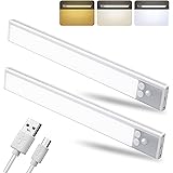 UPOHYEE Luci LED Per Armadio 2 Pezzi Luce Notturna 1500mAH con Sensore di Movimento 3 Colori Luce Armadio 41 LED Striscia Mag