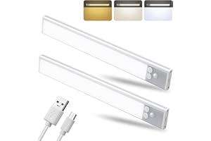 UPOHYEE LED Unterbauleuchte 2 Stück 30CM Nachtlicht mit Bewegungsmelder 3 Farbmodi Dimmbar 30cm LED Unterbauleuchte küche Auto/ON/OFF Sensor Licht Wiederaufladbar für Küche Schrank Kleiderschrank Treppe