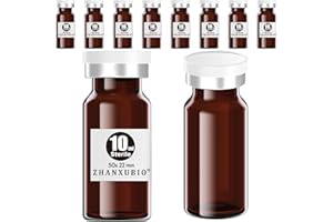 ZHANXUBIO Sterile leere Ampullen mit selbstheilendem Injektionsanschluss und Aluminium-Kunststoffkappe, sterile Verpackung (10 ml, bernsteinfarben, 10 Stück)