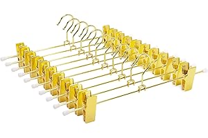 ‎AMBER HOME Amber Home 10 Stück 30cm Gold Eisen Kleiderbügel, Metall Hosenbügel Aufhänger für Hosen Shorts Rock Socken Unterwäsche, mit rutschfest Clips