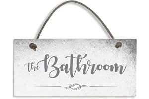 CLOSE TO THE BONE Placa para puerta de baño con texto en inglés "The Bathroomroom", 19 x 9 cm, #1298
