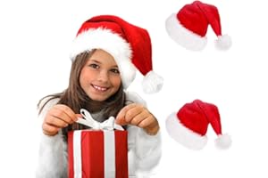 Jonami Cappello di Babbo Natale. Cappellino Tradizionale Rosso e Bianco Unisex Taglia Unica a Design Nataliazio. Accessori per Costume di Babbo Natale