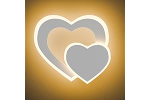 Voltix Applique da Parete Interno a LED a Forma di Cuore 12W 960LM – Lampada da Parete Moderna in Acrilico – Lampade da Muro Eleganti e Decorative – Applique Camera da Letto (Bianco Caldo - 3000K)