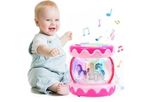 XSRGFEW Baby Toys 6 12 18 Months Unicorn Carousel Rotating Projector Light Up Toys with Music, Early Learning Musical Toys for 1 2 Year Old Girls Boys, Educational Toy 1st Birthday Gifts Present 4.5in(Pink)