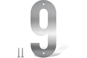 USENUMBER House Numbers, Door Numbers and Letters, 7 Inch Stainless Steel Modern House Numbers, Mailbox Numbers and House Numbers for Outside, Address Numbers for House Apartment (9)