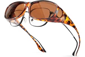 Bloomoak Gafas polarizadas antirreflejos con protección UV 400 para hombres y mujeres, se ajustan sobre gafas/traje para conducir/pescar/golf, A4-tea lente marrón/marco ovalado/Cat3/M