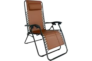 Pincho Tumbona Jardin Exterior, Sillon Gravedad Cero, Hamaca, Silla Jardin Exterior, Plegable, terraza, Camping… (Marron 1)