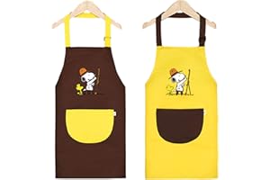 mellystore Delantales Niños 6 a 9 Años 2pcs Delantal Infantil Pintura Delantal Cocina Niña Niño Impermeable Ajustable Delantales para Niños con Bolsillos para Cocina Hornear Pintura Artesanía
