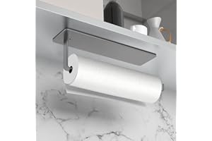 Drucilla Porta Rotolo da Cucina Autoadesivo, Appendere a Parete Senza Forature, Adesivo, in Acciaio Inox, Porta Carta da Bagno, 26cm Grigio