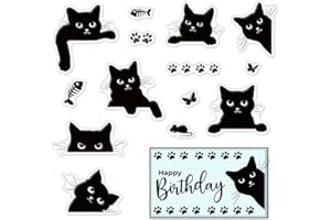 CRASPIRE Sellos Transparentes de Gato Hacer Tarjetas, Decoración, Álbumes de Recortes, Sello de Goma de Silicona Kitty para Tarjetas de Felicitación Álbum de Fotos Diario Decoración DIY Craft