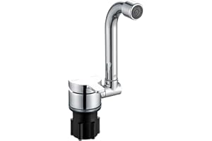 SHUAIGUO Robinet Pliable pour Camping-Car Rotation 360 ° de Cuisine évier Robinets d'eau à Une poignée avec Tuyau d'arrivée Froide et Chaude pivotant en cuivre Camping-Car, 1-2