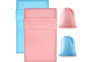 Irenare 2 Pcs Self Tanning Sleep Sack Self Tanning Sheets Protector Self Tan Sleep Bag Protect Sheets from Self Tanner Travel Camping Sheet Sleep Bag for Outdoor Travel Hotels(Pink, Blue)