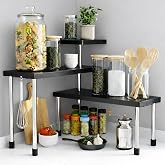 ABJA Stylish Heavy Duty Kitchen Organizer Rack Stand, Corner Shelf for Kitchen, Bathroom & Office, Counter top organizer, 3 T