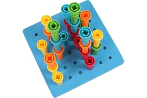 JTLB Peg Board Set Leksaker för Småbarn, 25-delade Stapling och Räkneblock | Plast, 5 Ljusa Färger, Rundade Hörn, Hand-öga-koordination, Sensorisk Lek för Barn