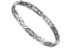 RainSo Silver Pure Titanium Magnetic Bracelet for Women Super Light Magnetic Bracelet with Adjustable 3 Smart Buckle with Gift Box