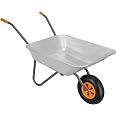 SPRINGOS Carretilla De Jardín 65L - Monociclo Galvanizada Para Tierra, Hojas Y Materiales De Construcción, Capacidad 120kg