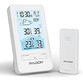 Raddy V4 Wireless Weather Station with Outdoor Sensor, indoor outdoor Temperature & Humidity Monitor with Atomic Clock, Weath