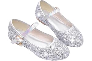 YUKQEYLE Glitzer Schuhe Mädchen Prinzessinen Schuhe Ballerinas Mädchen Kinder Glitzer Ballerinas Mary Jane Flache Schuhe Kristall Sandalen Hochzeit Partei