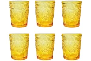 TRESV Set de 6 Vasos de Cristal Agua y Bebidas Alcohólicas,Vasos de Colores y Transparente Cristal de 270ml,Aptos para lavavajillas