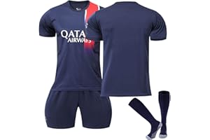 PIITOU Páris Maillot PSG Enfant de Football 22/23 Soccer Jersey, Maillot Domicile/Extérieur, Ensemble PSG Enfant et Adultes, Garçon Vêtements de Football avec Chaussette