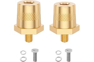 SOLRYN Par de Adaptadores de Batería M8, Conectores de Batería de Latón con 2 Tornillos de Acero Inoxidable y 4 Arandelas, Adaptador Terminal Positivo Negativo Compatible con Yates Coches Camiones Motos