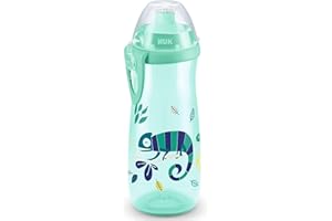 NUK Sports Cup Kinder Trinkflasche mit Chamäleon-Effekt | 24+ Monate | mit Farbwechsel | auslaufsichere Push-Pull-Trinktülle | Clip & Schutzkappe | BPA-frei | 450 ml | Chamäleon (grün)