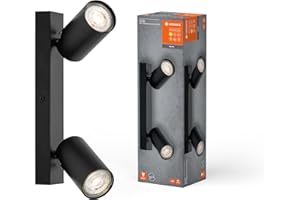 LEDVANCE LED SPOT OCTAGON 2x3,4 W, GU10, 460 lm, nero, 2.700K, bianco caldo, lampada LED intramontabile e sostituibile, ideale per interni, teste orientabili, dimmerabile