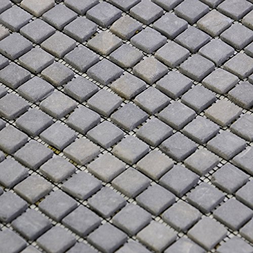 DIVERO Marmor Naturstein-Mosaik Fliesen für Wand Boden quadratisch grau 11 Matten 30 x 30cm je 15 x 15 Steine - 3