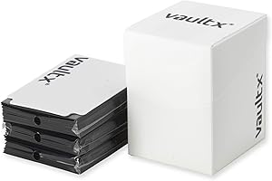 Vault X Trading Card Deck Box and 150 Black Card Sleeves, fits 100+ Sleeved Cards, Large Standard, Card Holder Storage Box, for MTG Commander Game, TCG (White)