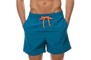 Aisprts Maillot de Bain Homme Short de Bain Respirant à Séchage Rapide avec 3 Poches Short de Plage Homme avec Doublure en Maille et Cordon de Serrage Réglable