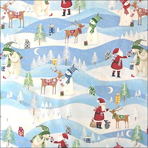 Santas Little Helpers Giving Christmas Gifts Cotton Fabric Windham per 1/2m