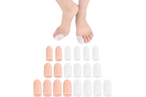 CQQNIU 20 szt. oddychających osłon na palce u stóp, silikonowe ochraniacze na palce z otworami, zapewniają ulgę od odcisków palców, pęcherzy, palce, zmniejszają tarcie, białe, odcień skóry, 3 rozmiary