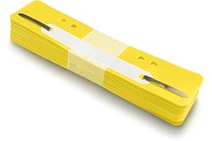 Netuno 25 sztuk żółtych pasków do segregatorów, segregatorów, skoroszytów, skoroszytów, z tworzywa sztucznego, do zszywania dokumentów, dokumentów, dokumentów, 25 sztuk