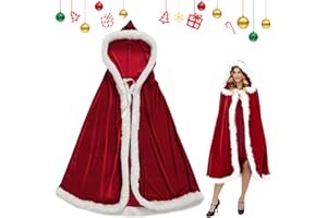 YISKY Weihnachten Santa Umhang mit Kapuze, Rotes Cape Weihnachtsmann, Weihnachtsmantel Cape Damen, Weihnachten Santa Claus Umhang, Weihnachten Umhang Rot, für Weihnachten Kostüm Cosplay Party (150 cm)