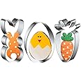 Easter Cookie Cutters, 3 Pieces Carrot Egg Bunny Rabbite Shapes Cookie Cutters Stain Steel Sets Holiday Themed Party Supplies