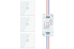 HYHIOTS RF433 Kit d'interrupteur sans fil, 230 V, émetteur de sécurité et récepteur 10 A, interrupteur sans fil, interrupteur mural, interrupteur tactile (blanc 3 V1)