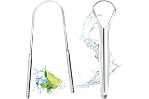 AWUMBUK Zungenreiniger Tongue Scraper, Zungenschaber Edelstahl 2 Stücke Toungescraper Aushärten Mundhygiene Für Erwachsene Und Kinder
