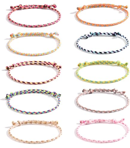 18 Braccialetti Surfista Colorati Regolabili Per Donna E Uomo - Set Bracciali Amicizia E Cavigliere Boho