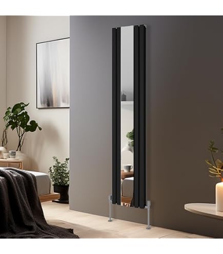 Flat Panel Radiator With Mirror 1800mm X 425mm Modern Designer Double Column Vertical Heater Gloss White Carbon Steel Wall Mounted Kitchen Living Room - View #3