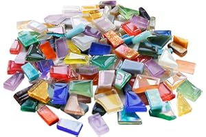 BTMIEY 500g unregelmäßige Kristall-Mosaikfliesen,kleine Mosaikfliesen,handgefertigt,Kristallhandwerk für Bastelarbeiten,große DIY-Bilderrahmen,handgefertigter Schmuck-Untersetzer(gemischte Farben-Serie)