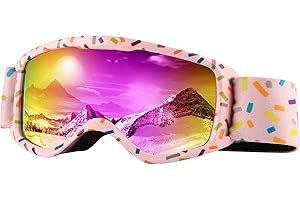 HUOBI Kids Ski Goggles OTG Kids Snow Goggles Anti Fog UV Protection Snowboard Goggles, Helmet Compatible for Boys Girls Toddler