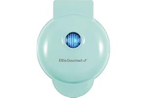 Elite Gourmet EWM015M Electric Nonstick Mini Waffle Maker, Belgian Waffles, Compact Design, Hash Browns, Keto, Snacks, Sandwich, Eggs, Easy to Clean, Mint