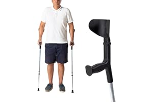 ‎ORTONES ORTONES - Krücken Paar Schwarz, Doppelter Regulierung Schaft und Ellbogen, Orthopädische Krücken zum Gehen, Verstellbar Mit Praktischem Clip, Unterarmgehstützen, Gehhilfen Senioren Krücken, Aluminium